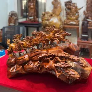 Tượng Mã Đáo Thành Công Gỗ Cẩm Hàng Kỹ Đẹp Liền Khối G5334