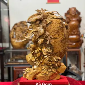 Tượng Ngũ Điểu Chầu Nguyệt Gỗ Nu Ngọc Am Hàng Kỹ Đẹp Liền Khối G5336