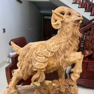 Tượng Nhất Dương Gỗ Ngọc Am Chất Gỗ Già Nặng Mộc Đẹp Liền Khối G5074