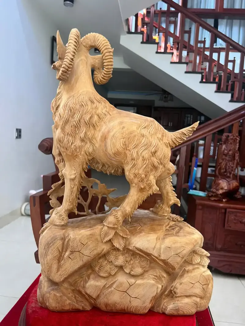 Tượng Nhất Dương Gỗ Ngọc Am Chất Gỗ Già Nặng Mộc Đẹp Liền Khối G5074