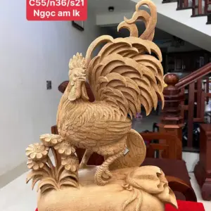 Tượng Nhất Kê Gỗ Ngọc Am Liền Đẹp G5094