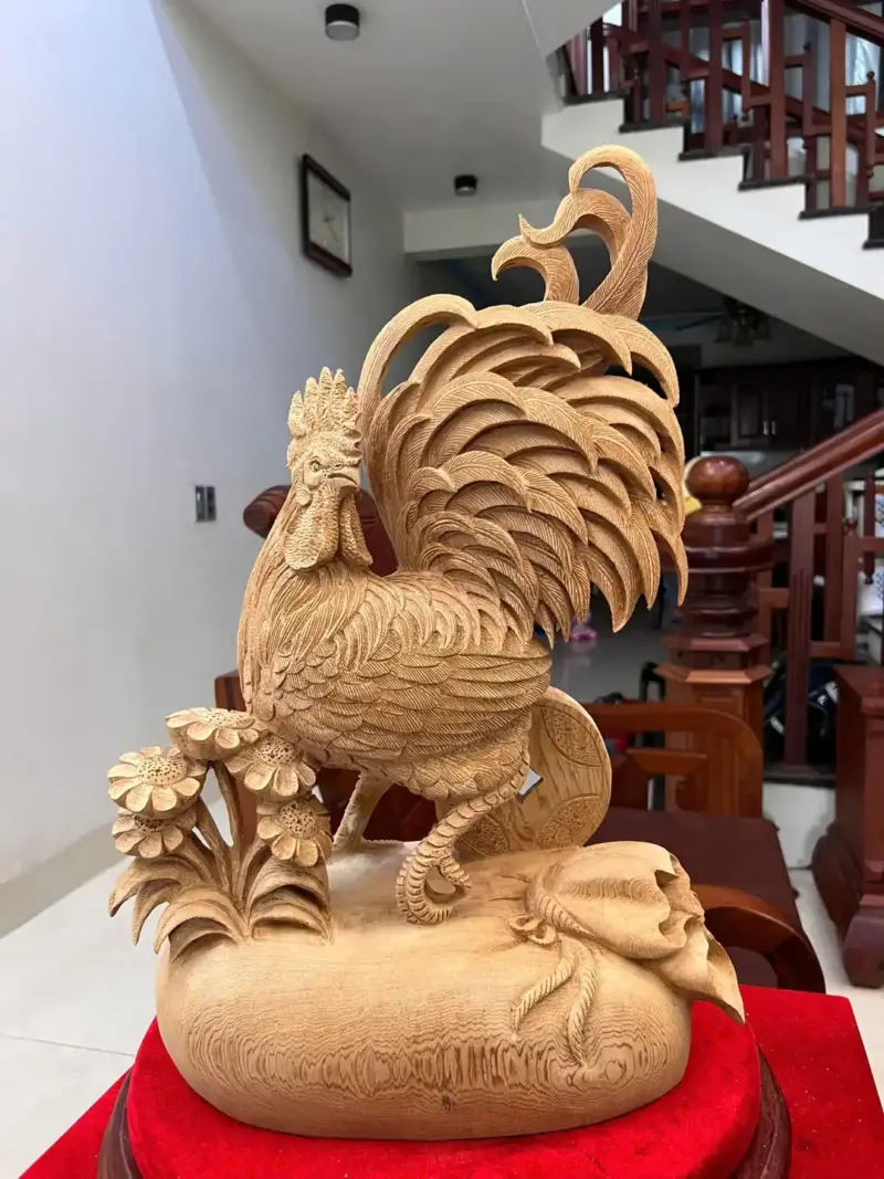 Tượng Nhất Kê Gỗ Ngọc Am Liền Đẹp G5094