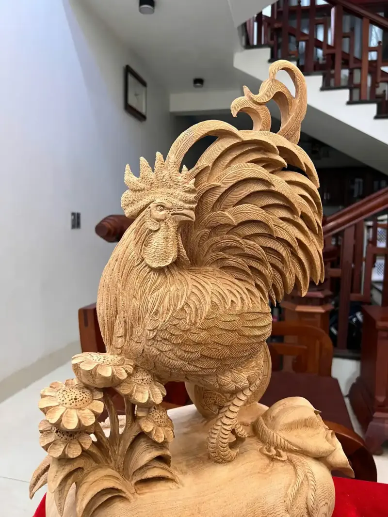 Tượng Nhất Kê Gỗ Ngọc Am Liền Đẹp G5094