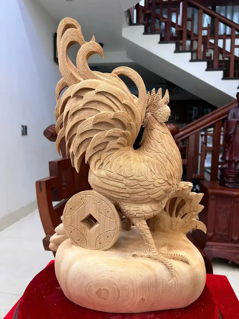 Tượng Nhất Kê Gỗ Ngọc Am Liền Đẹp G5094