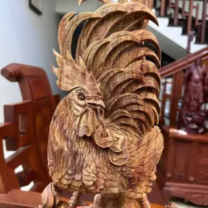 Tượng Nhất Kê Gỗ Sưa Bắc Gỗ Già Tím Hàng Nghệ Nhân Tắc Kê Có Sơn G5011