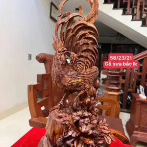 Tượng Nhất Kê Gỗ Sưa Bắc Liền Hàng Nghệ Nhân Tắc Kê G5012