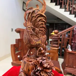 Tượng Nhất Kê Gỗ Sưa Bắc Liền Hàng Nghệ Nhân Tắc Kê G5012