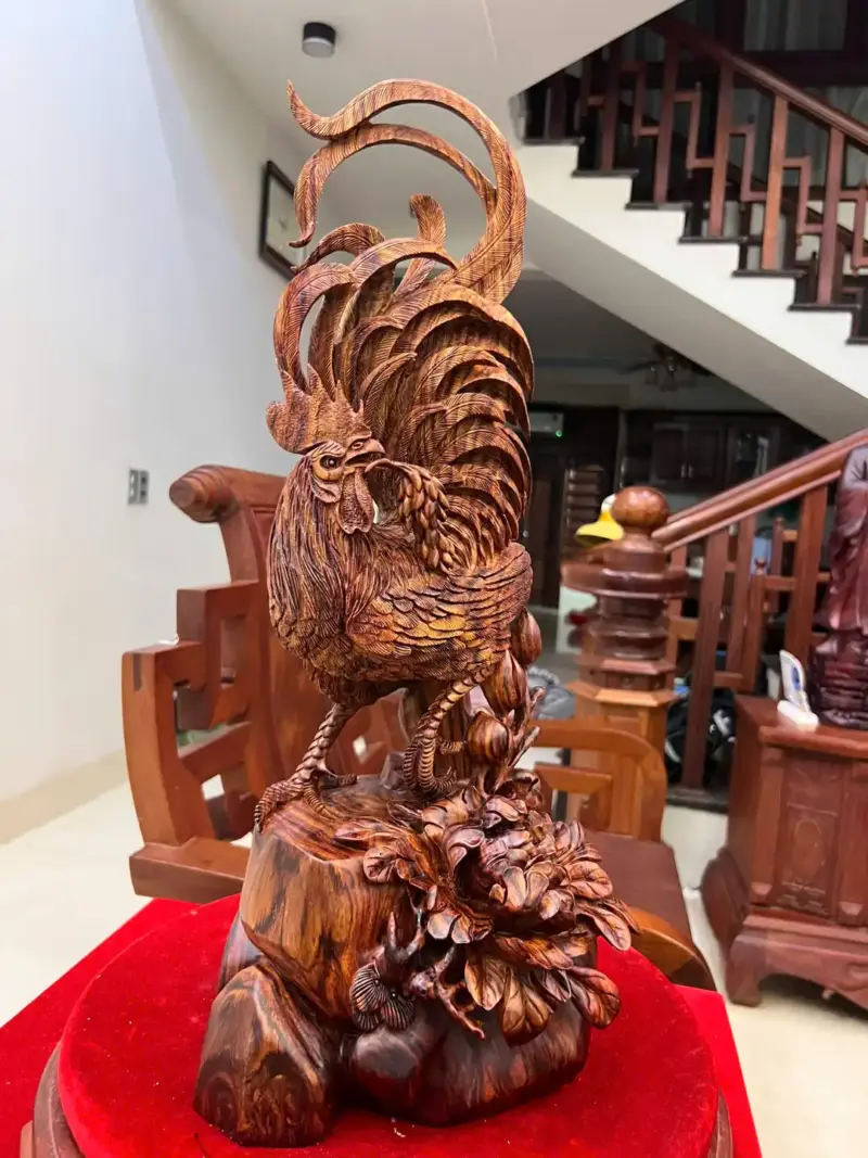 Tượng Nhất Kê Gỗ Sưa Bắc Liền Hàng Nghệ Nhân Tắc Kê G5012
