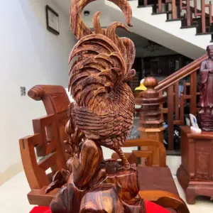Tượng Nhất Kê Gỗ Sưa Bắc Liền Hàng Nghệ Nhân Tắc Kê G5012