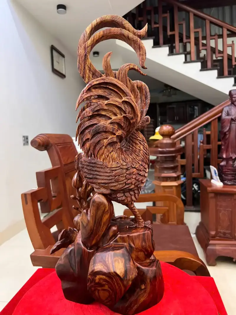 Tượng Nhất Kê Gỗ Sưa Bắc Liền Hàng Nghệ Nhân Tắc Kê G5012