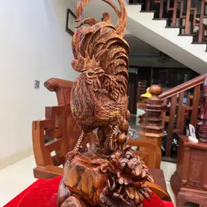 Tượng Nhất Kê Gỗ Sưa Bắc Liền Hàng Nghệ Nhân Tắc Kê G5012