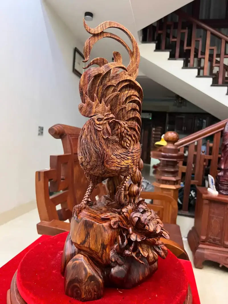Tượng Nhất Kê Gỗ Sưa Bắc Liền Hàng Nghệ Nhân Tắc Kê G5012