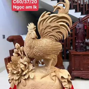 Tượng Nhất Kê Đứng Bao Tiền Gỗ Ngọc Am Hàng Kỹ Liền Khối G5067
