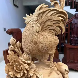 Tượng Nhất Kê Đứng Bao Tiền Gỗ Ngọc Am Hàng Kỹ Liền Khối G5067