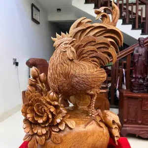 Tượng Nhất Kê Đứng Bao Tiền Gỗ Ngọc Am Hàng Kỹ Liền Khối G5101