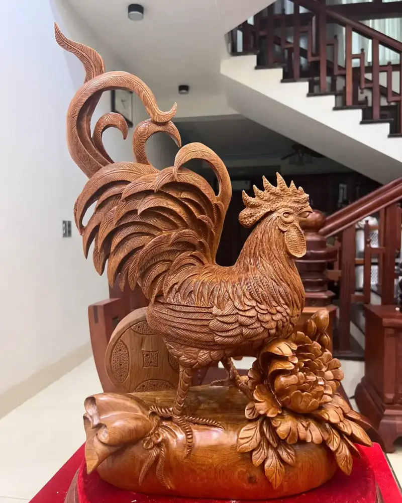 nhat-ke-ung-bao-tien-go-ngoc-am-G5135-2_Nhất Kê Đứng Bao Tiền Gỗ Ngọc Am Liền Khối Giá 4.500 Triệu Kích Thước Cao 58cm, Ngang 35cm, Sâu 19cm Tượng Nhất Kê Đứng Bao Tiền Gỗ Ngọc Am Liền Khối G5135