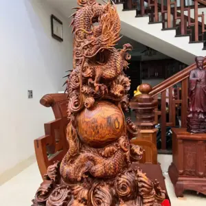 Tượng Nhất Long Gỗ Sưa Bắc To Đẹp Gỗ Già Vân Đẹp Đục Kỹ Sắc Nét Liền Khối G5054