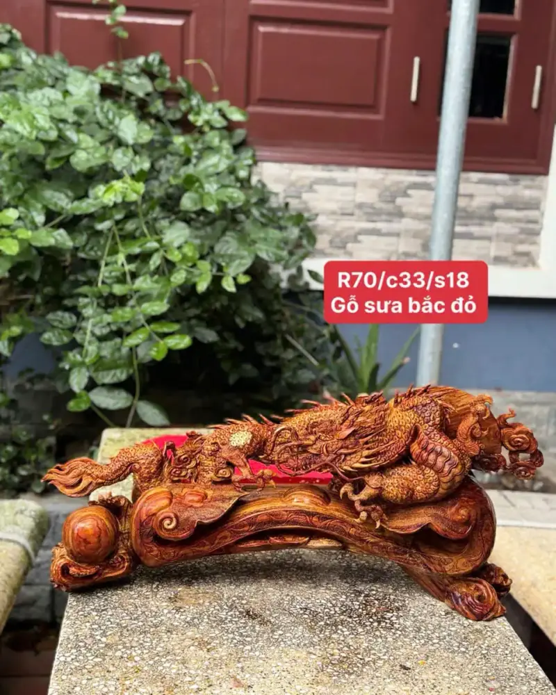 nhat-long-go-sua-bac-G5337-1 Tượng Nhất Long Gỗ Sưa Bắc Đỏ Liền Khối To Đẹp Hàng Kỹ Nét G5337
