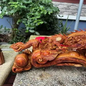 Tượng Nhất Long Gỗ Sưa Bắc Đỏ Liền Khối To Đẹp Hàng Kỹ Nét G5337