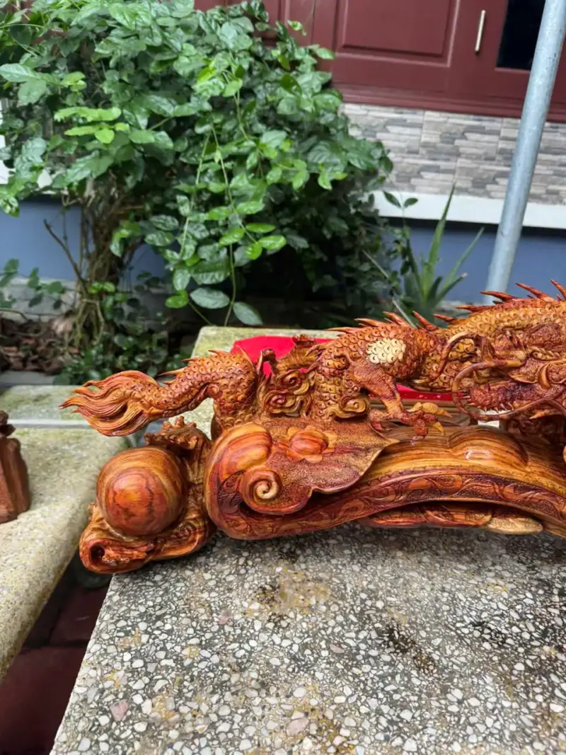 Tượng Nhất Long Gỗ Sưa Bắc Đỏ Liền Khối To Đẹp Hàng Kỹ Nét G5337