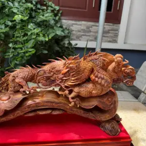 Tượng Nhất Long Như Ý Gỗ Sưa Bắc Đỏ Liền Khối To Đẹp Hàng Kỹ Nét G5338