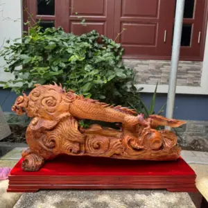 Tượng Nhất Long Như Ý Gỗ Sưa Bắc Đỏ Liền Khối To Đẹp Hàng Kỹ Nét G5338