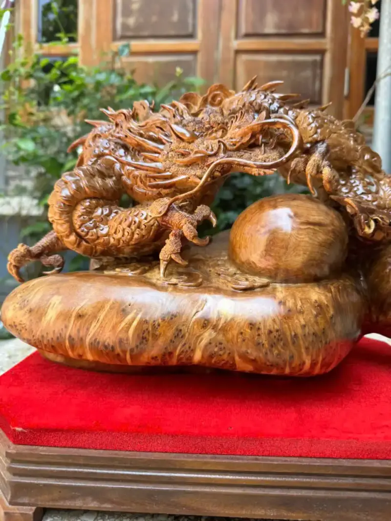 Tượng Nhất Long Vần Ngọc Gỗ Nu Ngọc Am Hàng Kỹ Đẹp Liền Khối G5341