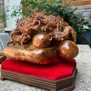 Tượng Nhất Long Vần Ngọc Gỗ Nu Ngọc Am Hàng Kỹ Đẹp Liền Khối G5341