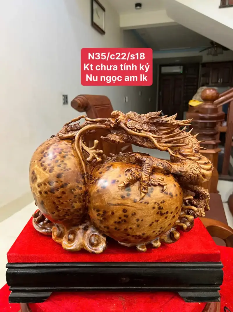 Tượng Nhất Long Vờn Ngọc Nu Ngọc Am Liền Khối G5078