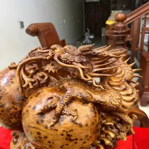 Tượng Nhất Long Vờn Ngọc Nu Ngọc Am Liền Khối G5078