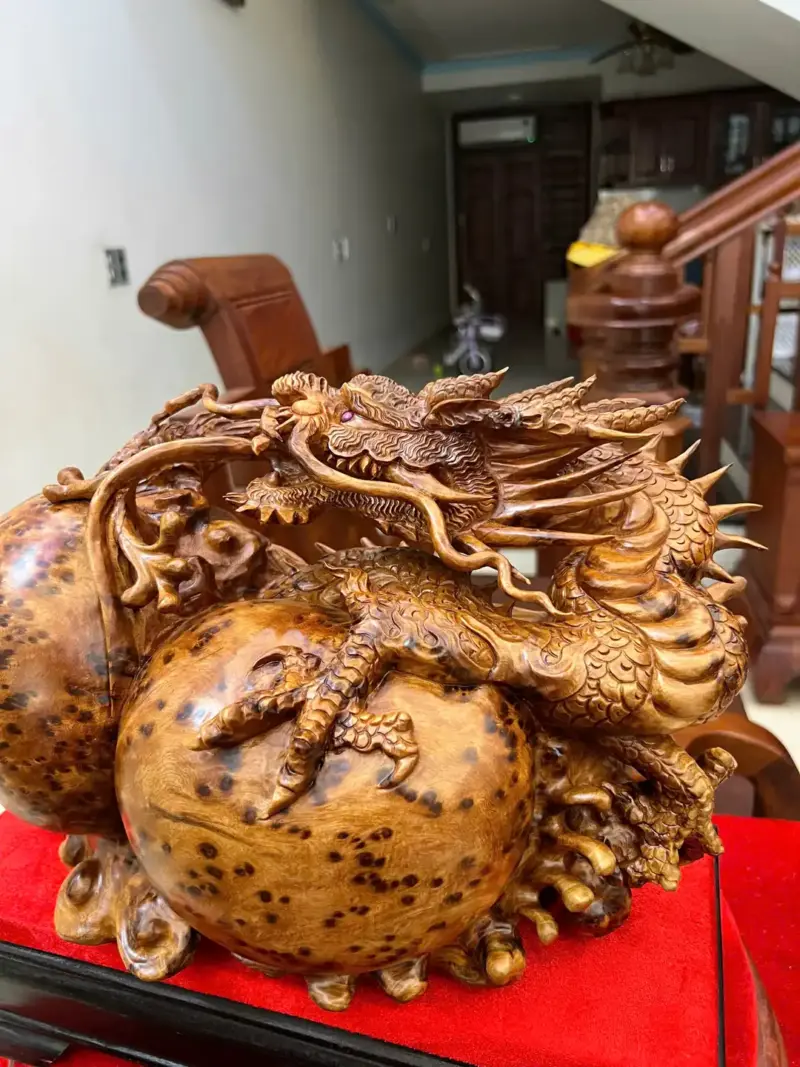 Tượng Nhất Long Vờn Ngọc Nu Ngọc Am Liền Khối G5078