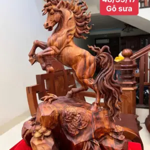 Tượng Nhất Mã Gỗ Sưa Bắc Vân Tím Đẹp Đục Kỹ Liền Khối G5095