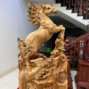 Tượng Nhất Mã Phi Thiên Gỗ Ngọc Am Liền Khối Chất Gỗ Già Nặng Thơm G5020