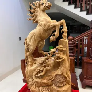 Tượng Nhất Mã Phi Thiên Gỗ Ngọc Am Liền Khối Chất Gỗ Già Nặng Thơm G5020