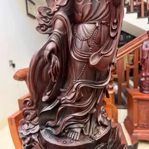 Tượng Phật Bà Gỗ Trắc Việt Hàng Kỹ Liền Khối G5059