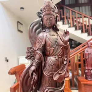 Tượng Phật Bà Gỗ Trắc Việt Hàng Kỹ Liền Khối G5059