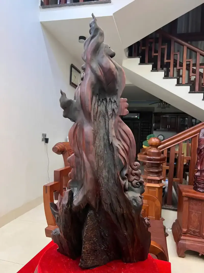 Tượng Phật Bà Gỗ Trắc Việt Hàng Kỹ Liền Khối G5059