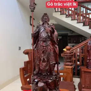 Tượng Quan Công Gỗ Trắc Việt Liền Khối Gỗ Đẹp Hàng Kỹ Đục Sắc Nét G5137