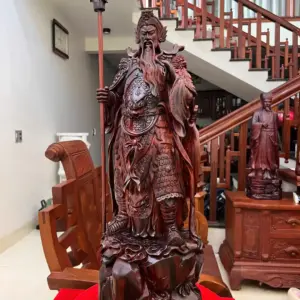 Tượng Quan Công Gỗ Trắc Việt Liền Khối Gỗ Đẹp Hàng Kỹ Đục Sắc Nét G5137