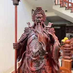 Tượng Quan Công Gỗ Trắc Việt Liền Khối Gỗ Đẹp Hàng Kỹ Đục Sắc Nét G5137