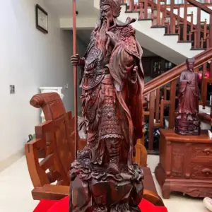 Tượng Quan Công Gỗ Trắc Việt Liền Khối Gỗ Đẹp Hàng Kỹ Đục Sắc Nét G5137
