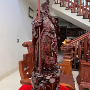 Tượng Quan Công Gỗ Trắc Việt Liền Khối Gỗ Đẹp Hàng Kỹ Đục Sắc Nét G5137