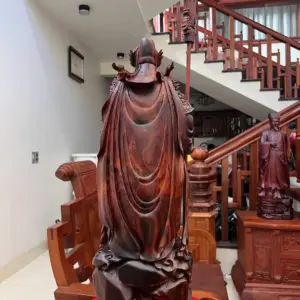 Tượng Quan Công Gỗ Trắc Việt Liền Khối Gỗ Đẹp Hàng Kỹ Đục Sắc Nét G5137