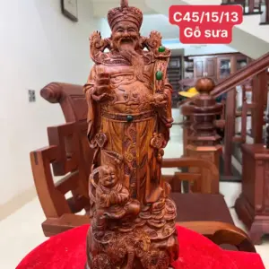 Tượng Thần Tài Gỗ Sưa Đỏ Liền Khối G5138