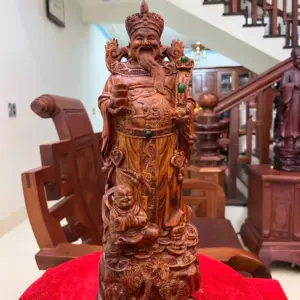 Tượng Thần Tài Gỗ Sưa Đỏ Liền Khối G5138