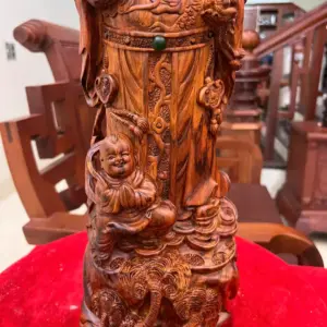 Tượng Thần Tài Gỗ Sưa Đỏ Liền Khối G5138