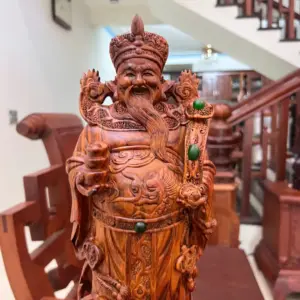 Tượng Thần Tài Gỗ Sưa Đỏ Liền Khối G5138