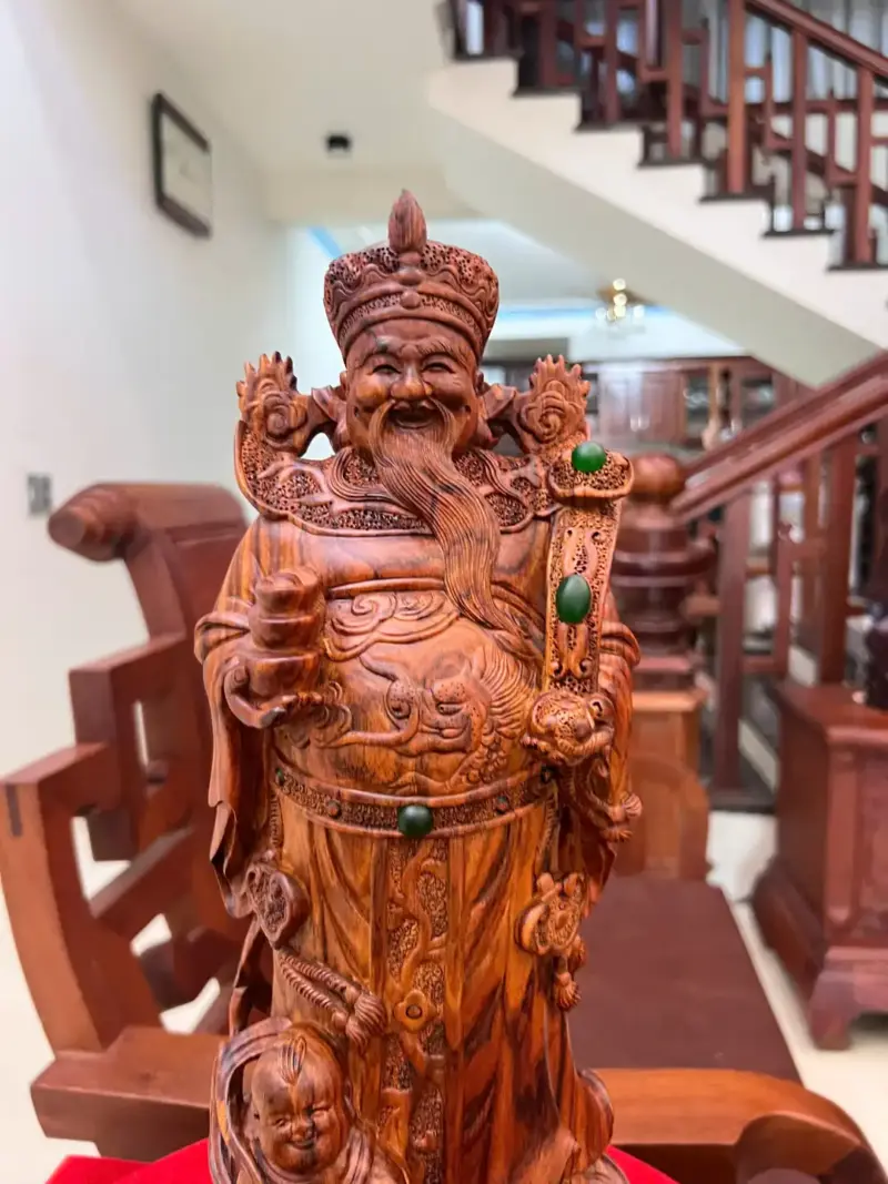 Tượng Thần Tài Gỗ Sưa Đỏ Liền Khối G5138