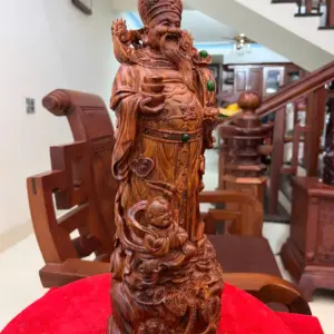 Tượng Thần Tài Gỗ Sưa Đỏ Liền Khối G5138