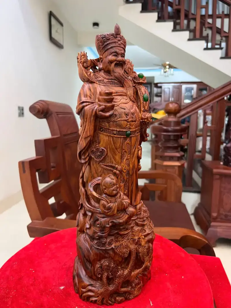 Tượng Thần Tài Gỗ Sưa Đỏ Liền Khối G5138